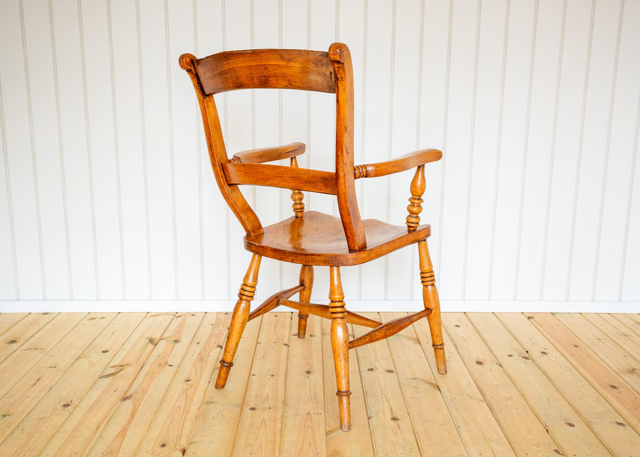 Silla Windsor Antigua Rubio Abedul Satinado Sillón Oxford con Respaldo de Bar 1850 en venta 1