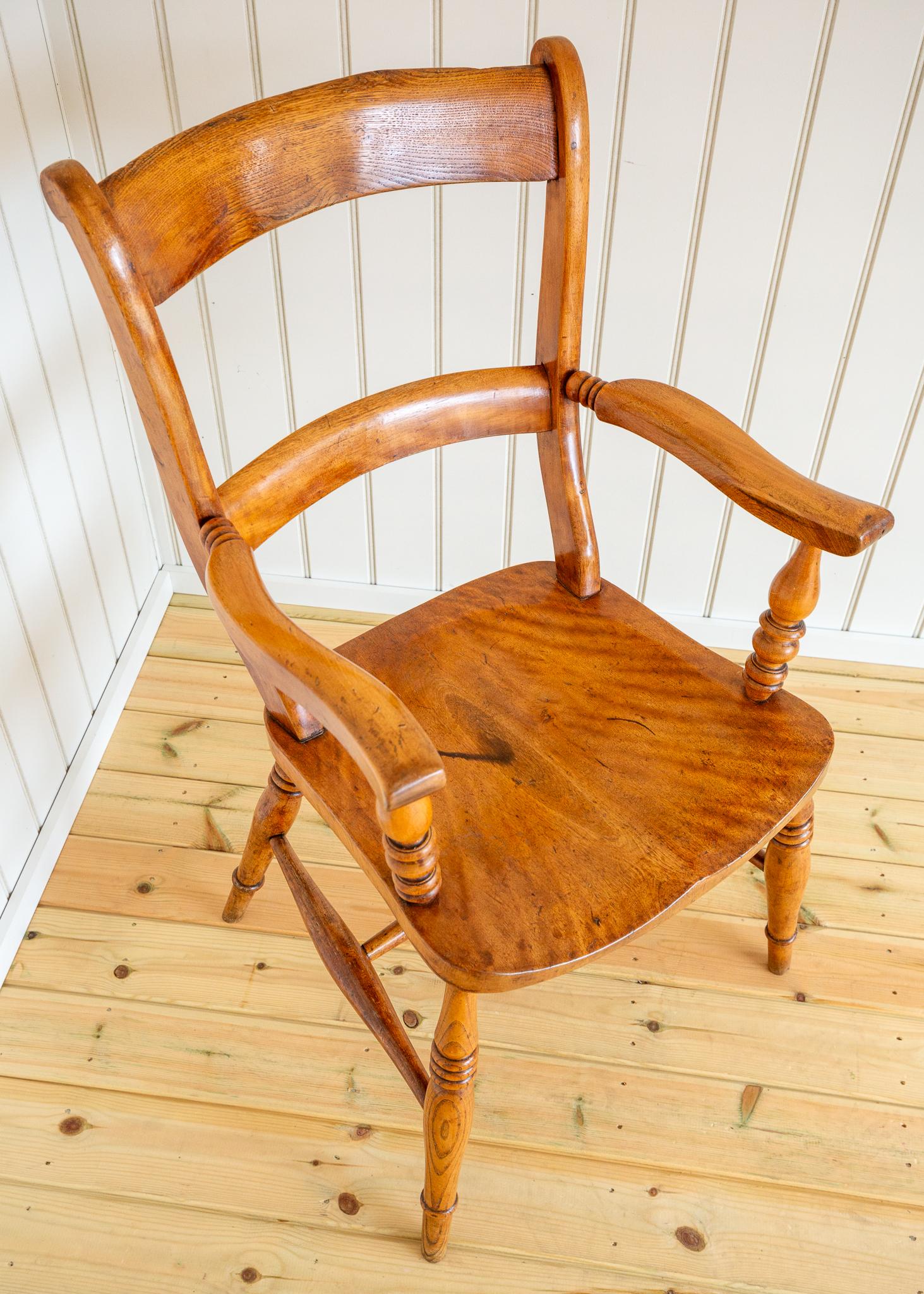Silla Windsor Antigua Rubio Abedul Satinado Sillón Oxford con Respaldo de Bar 1850 en venta 2