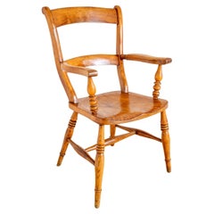 Antique Blonde Windsor Chair Satin Birch Country Bar Back Oxford Armchair 1850