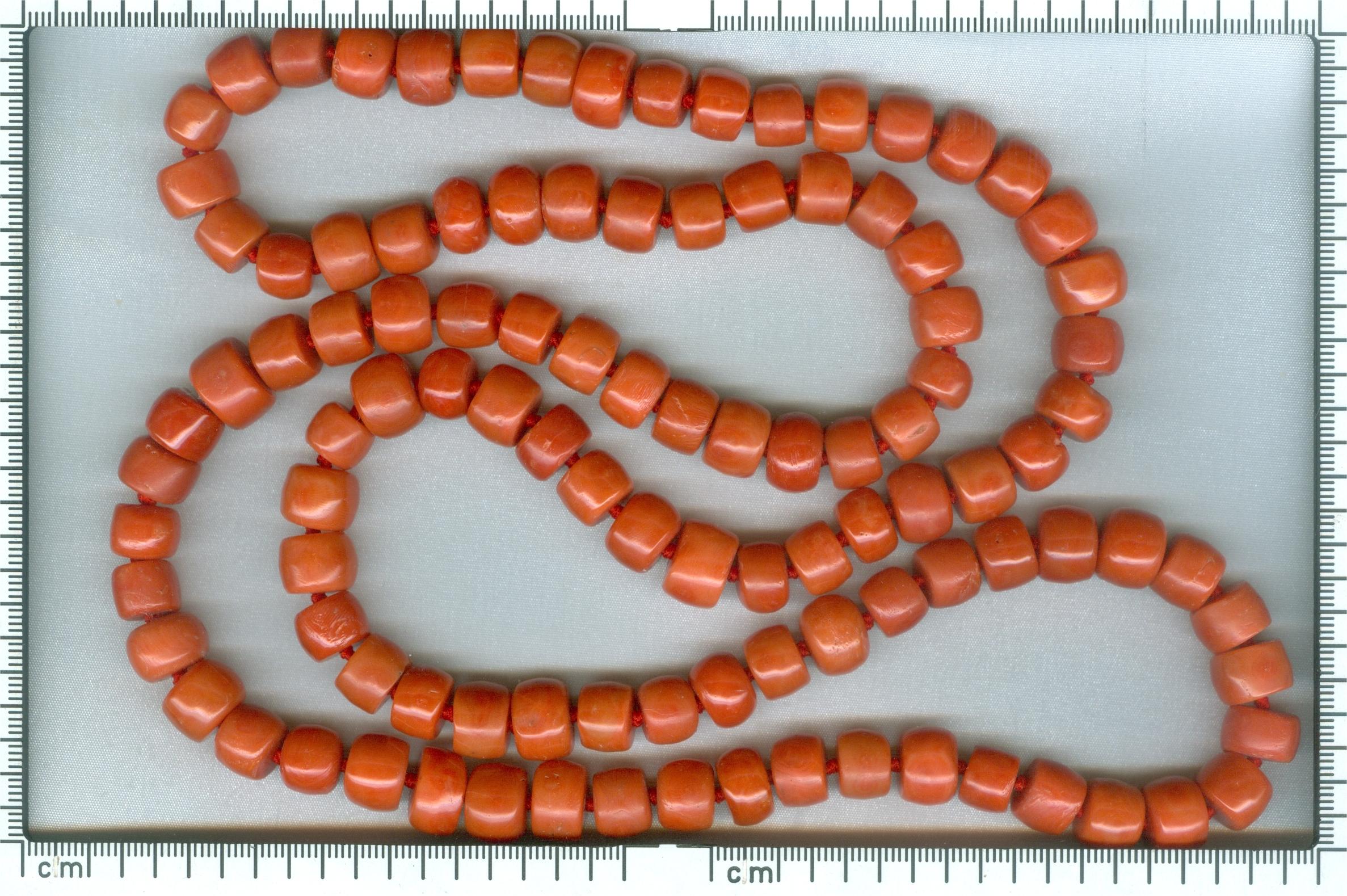 Women's or Men's Antique 108 Blood Coral Long Necklace with Thick Beads, 1900s For Sale