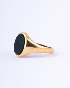 Antique Bloodstone and 9 Carat Gold Signet Ring