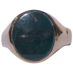 Antique Bloodstone and 9 Carat Gold Signet Ring