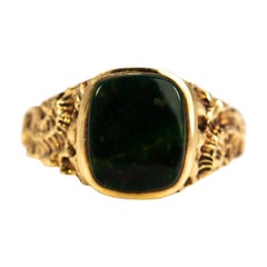 Antique Bloodstone and 9 Carat Gold Signet Ring