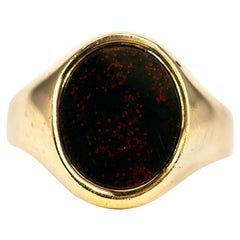 Antique Bloodstone and 9 Carat Gold Signet Ring