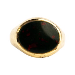 Antique Bloodstone and 9 Carat Gold Signet Ring