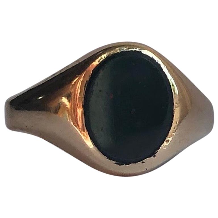 Antique Bloodstone and 9 Carat Gold Signet Ring