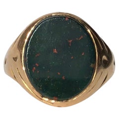 Antique Bloodstone and 9 Carat Gold Signet Ring