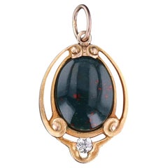 Charme Antiques en or 14k avec pierres de sang et diamants
