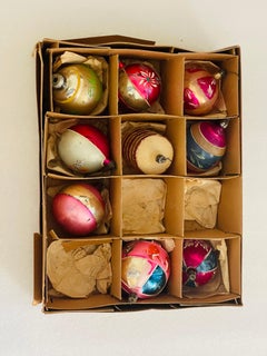 Antique Blown Glass Christmas Ornaments in Box