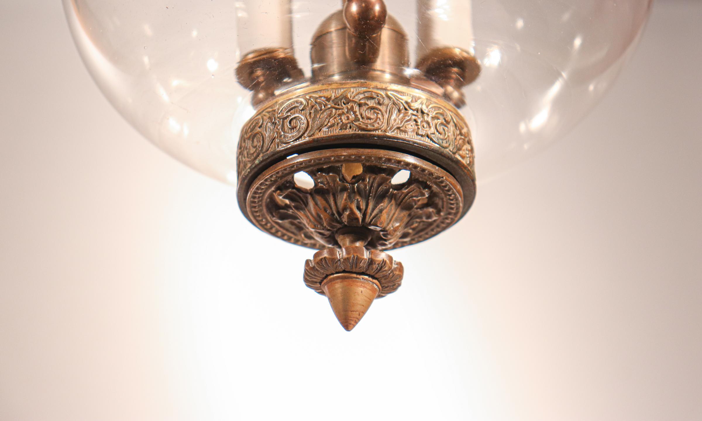 Antique Blown Glass Globe Bell Jar Lantern 3