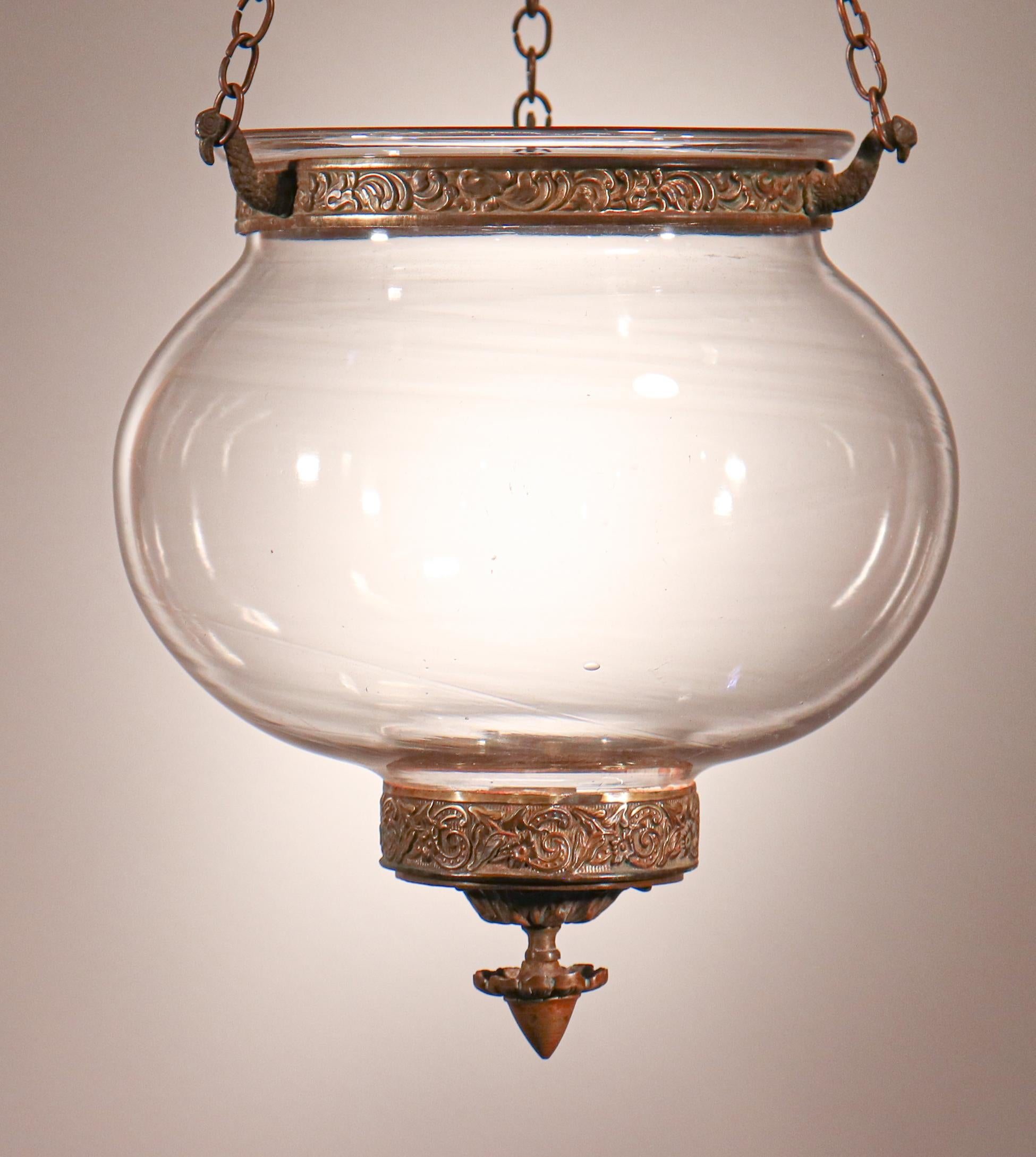 Antique Blown Glass Globe Bell Jar Lantern 4