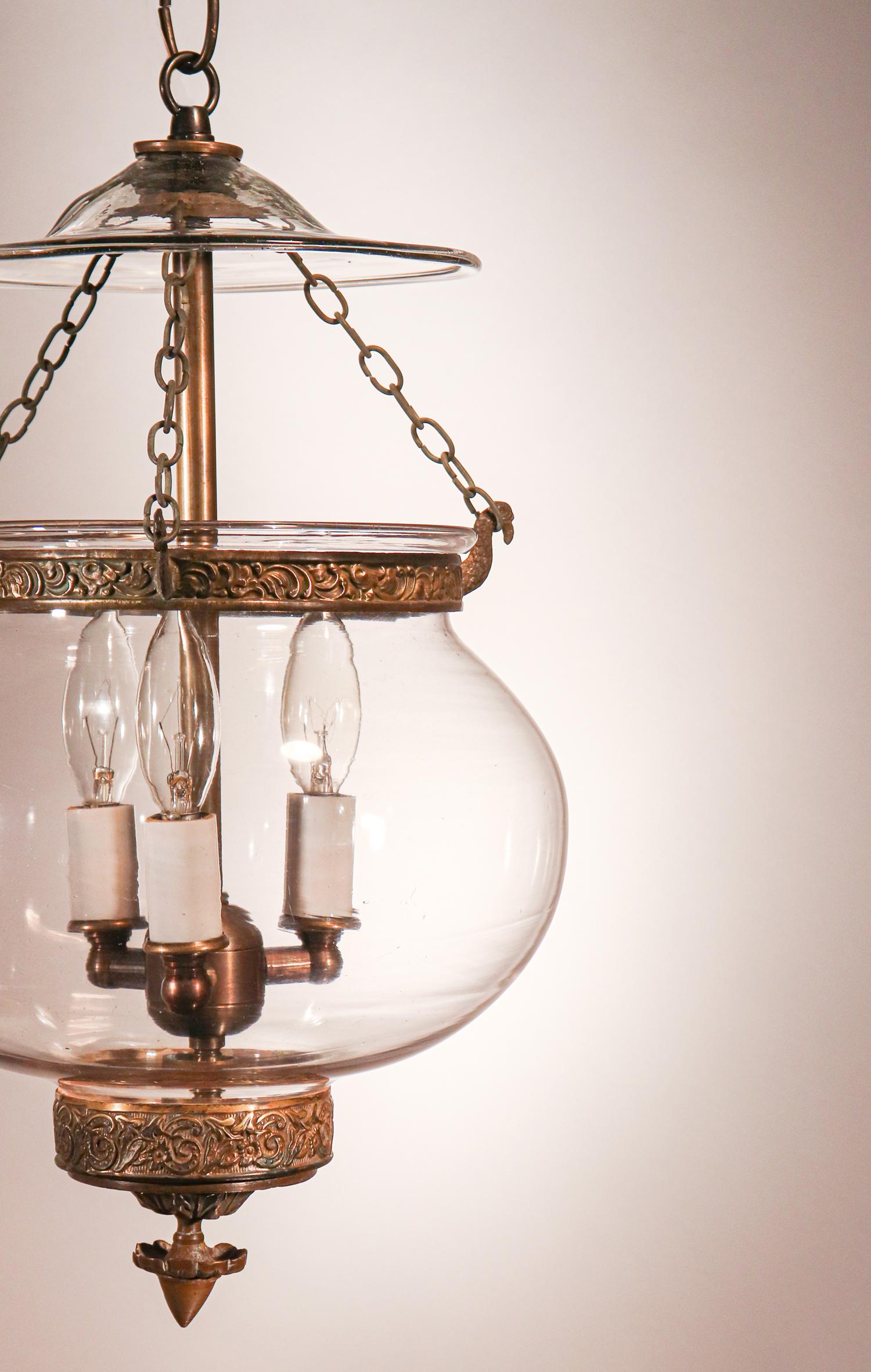 Victorian Antique Blown Glass Globe Bell Jar Lantern