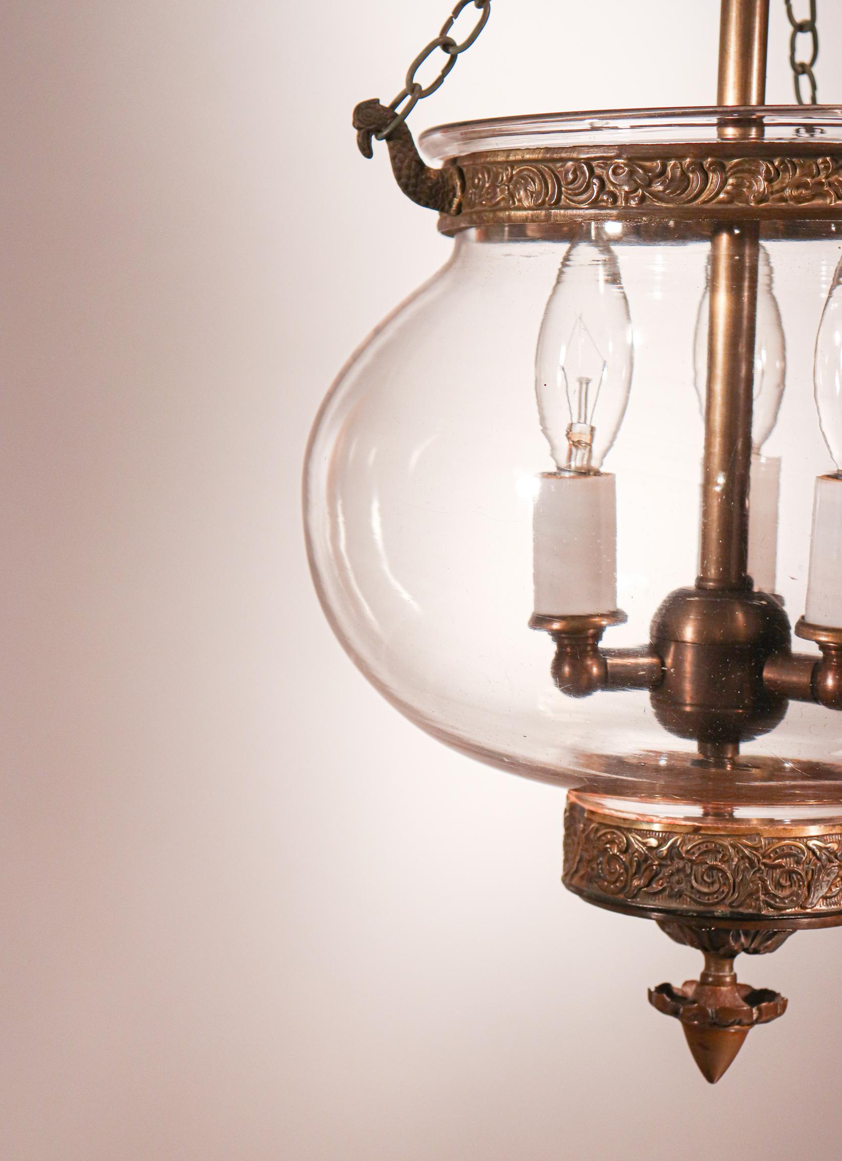 19th Century Antique Blown Glass Globe Bell Jar Lantern