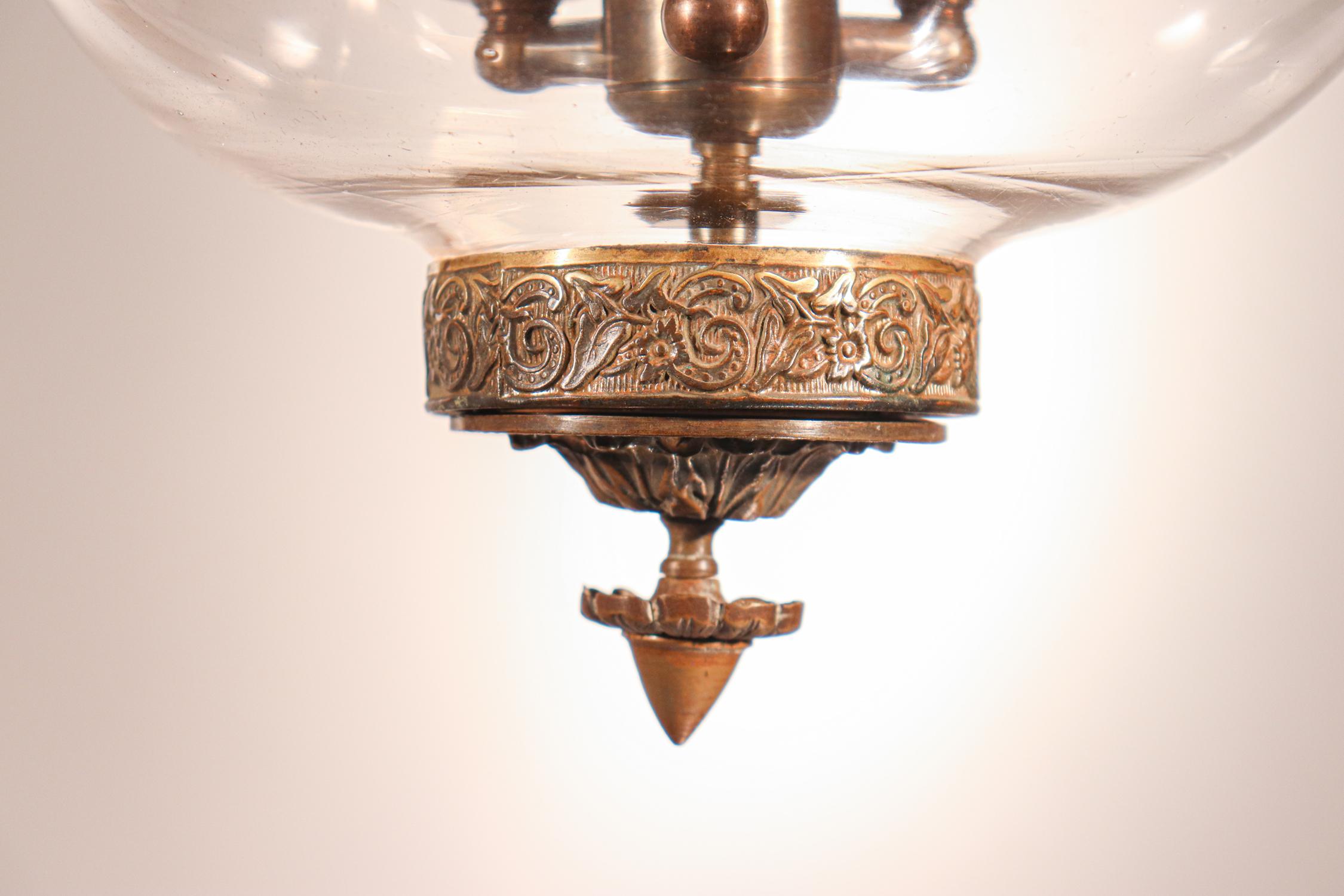 Antique Blown Glass Globe Bell Jar Lantern 2