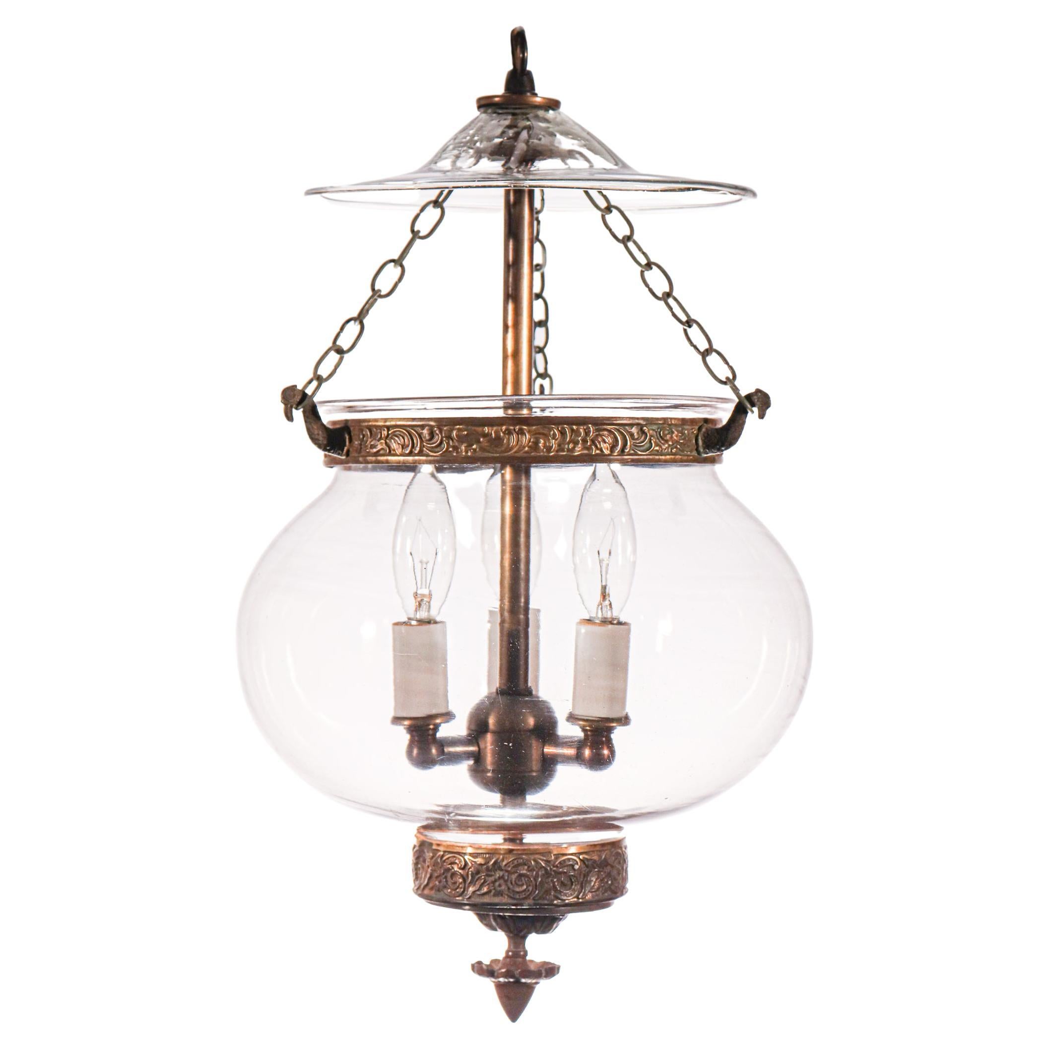 Antique Blown Glass Globe Bell Jar Lantern