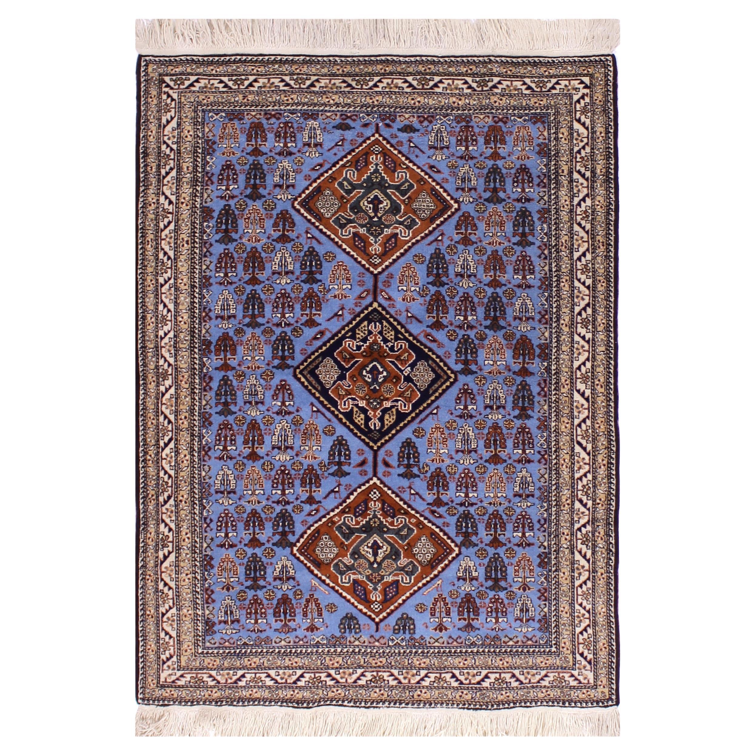 Old Blue and Brown Persian Accent Rug