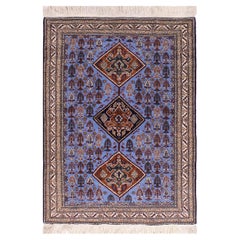 Old Blue and Brown Persian Accent Rug