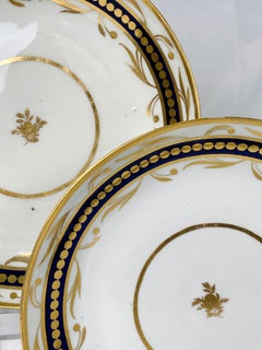 Antique Blue and Gold Pair of English Porcelain Dishes Regency Period, c-1790