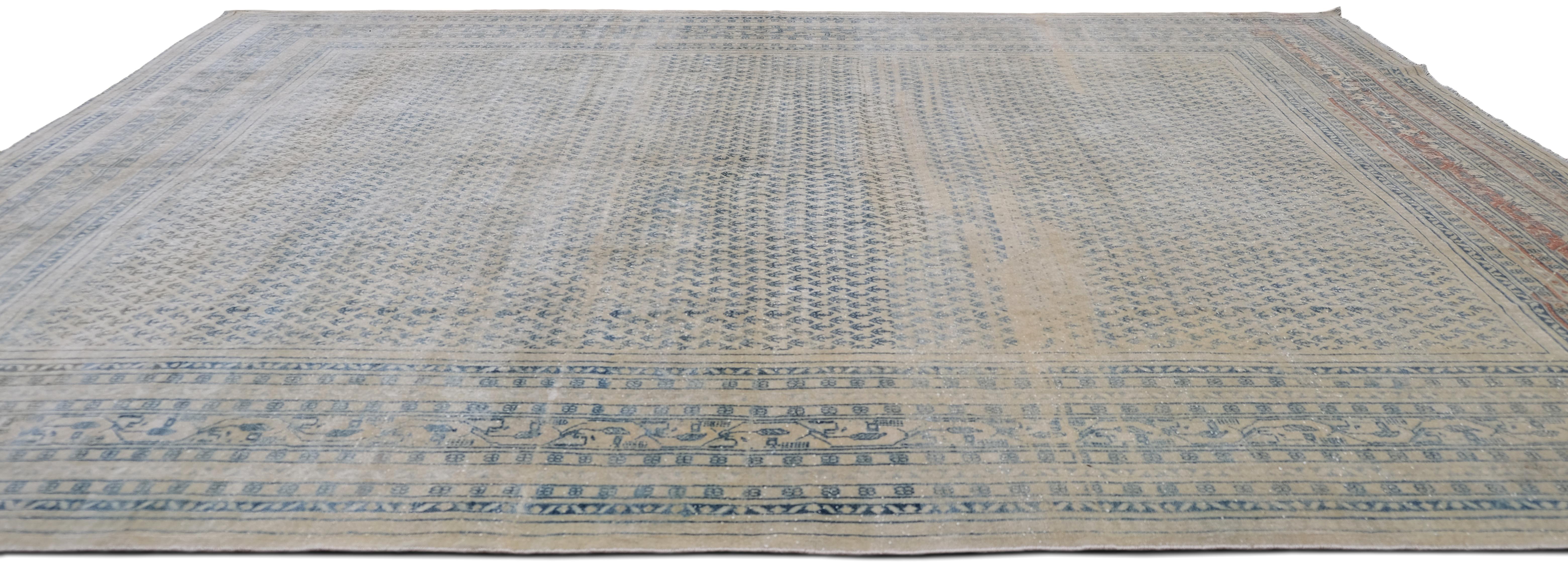 Malayer Antico modello Mahi Herati blu e avorio 9'x12' Circa 1920 in vendita