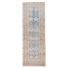 Antique Blue and Red Persian Gallery Runner Rug