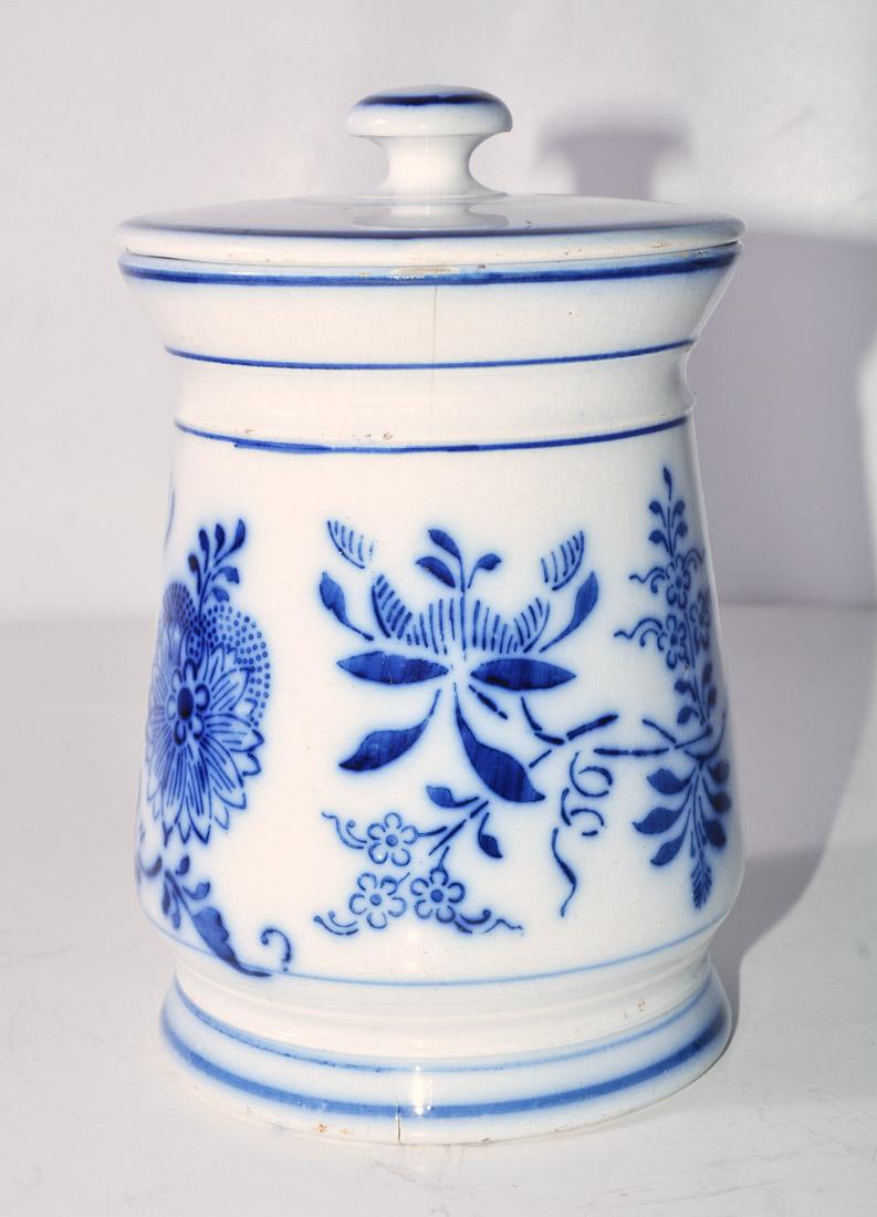 German Antique Blue and White Canister Labeled Zucker