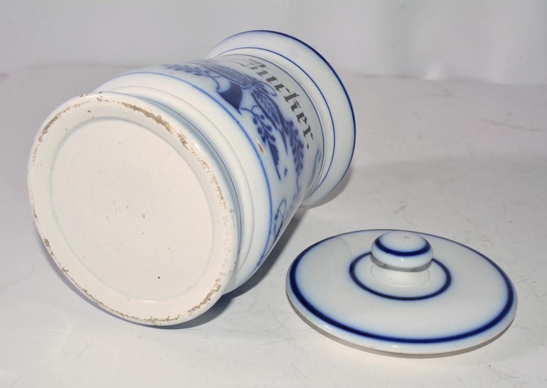 20th Century Antique Blue and White Canister Labeled Zucker