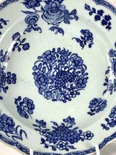 Antique Blue and White Chinese Export Porcelain Dish Hand Painted Circa 1760