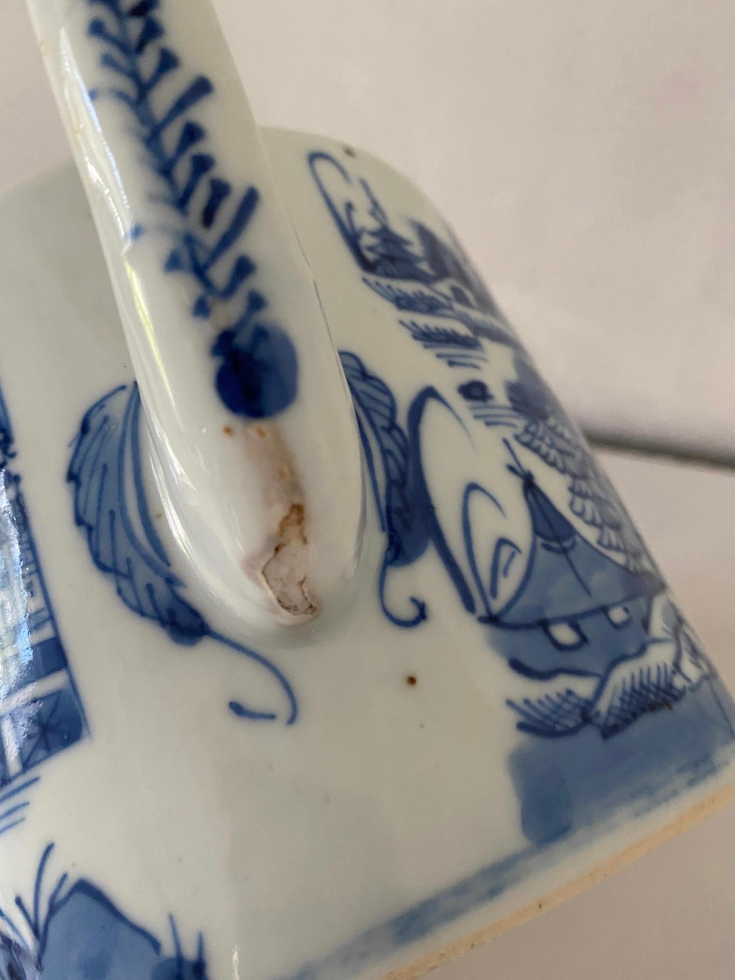 19th Century Antique Blue and White Chinese Teapot For Sale