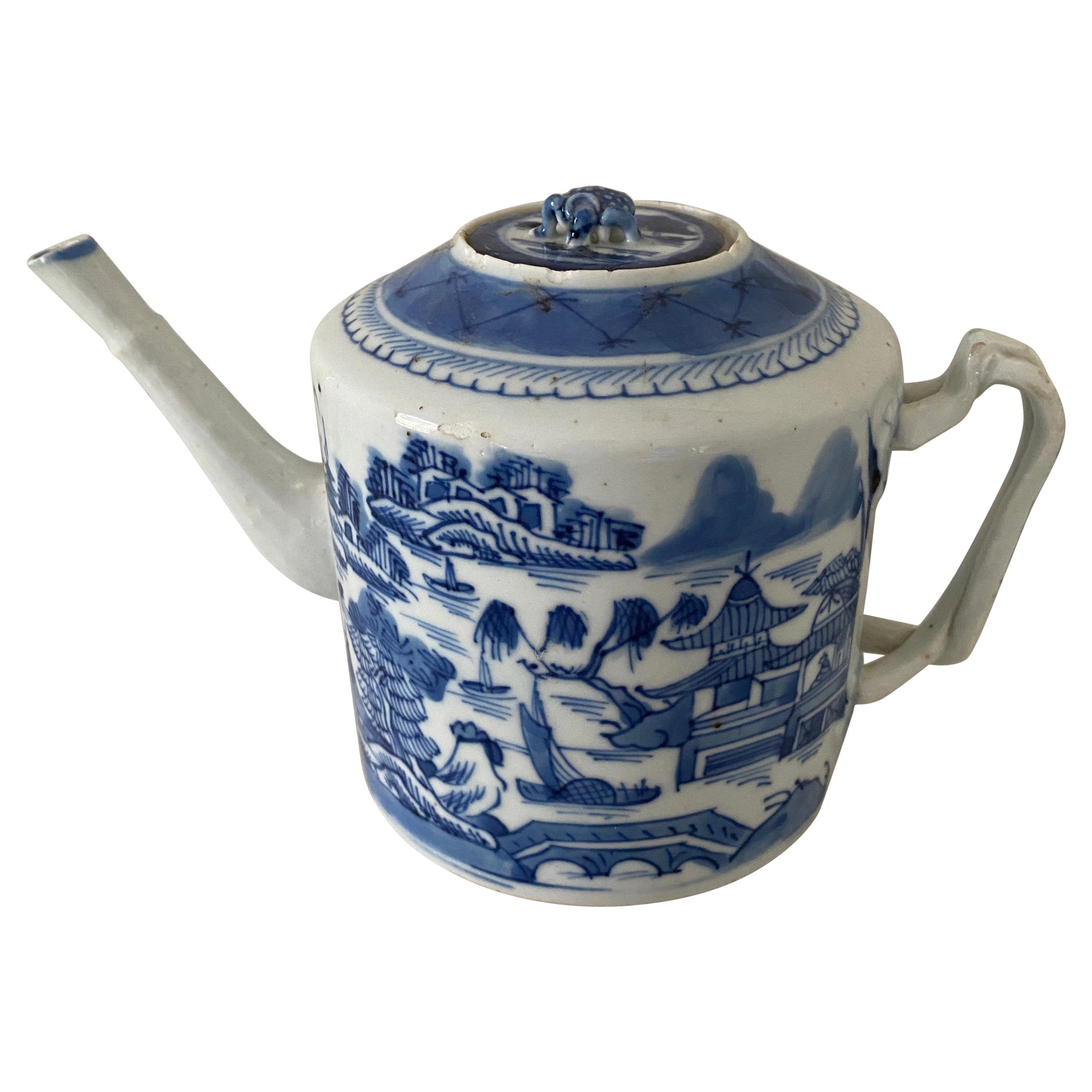 Théière chinoise ancienne bleue et blanche