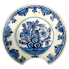Antique Blue and White Delft Barber's Bowl Netherlands, circa 1780