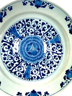 Antique Blue and White Delft Charger 18th Century Netherlands Circa 1780