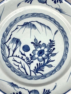 Antiker blauer und weißer Delfter Platzteller, handbemalt in England um 1765