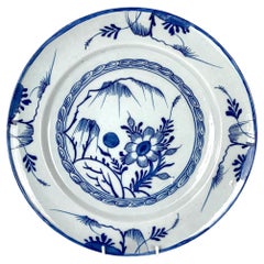 Antique Blue and White Delft Charger Hand-Painted in England circa 1765