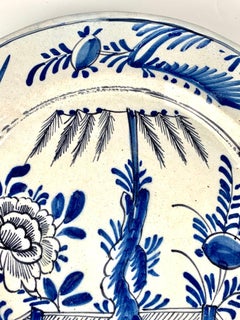 Antique Blue and White Delft Charger Hand Painted Netheralands, circa 1780