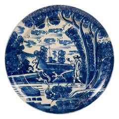 Antique Blue and White Delft Charger Made Mid-18th Century, circa 1760