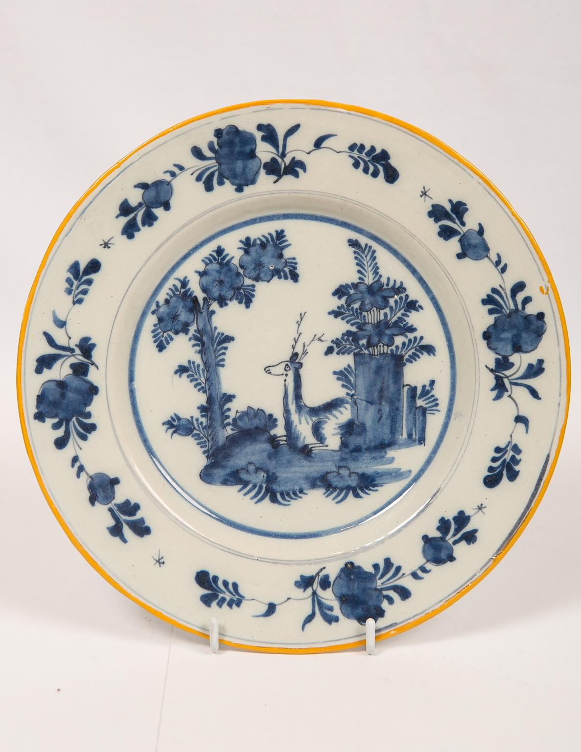 Eleven Antique Blue and White Delft Dishes Hand-Painted in the 18th Century 5