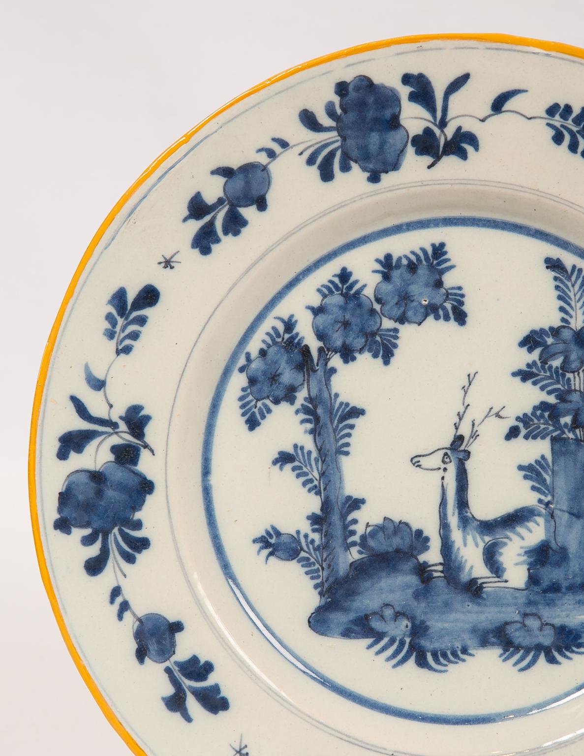 Eleven Antique Blue and White Delft Dishes Hand-Painted in the 18th Century 6