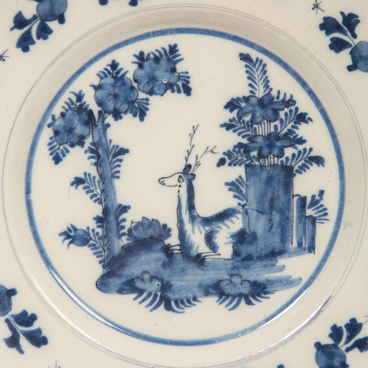 Eleven Antique Blue and White Delft Dishes Hand-Painted in the 18th Century 7