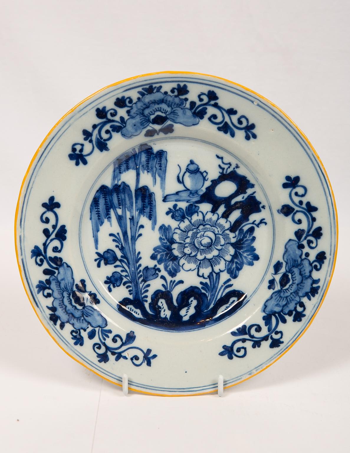 Eleven Antique Blue and White Delft Dishes Hand-Painted in the 18th Century 10