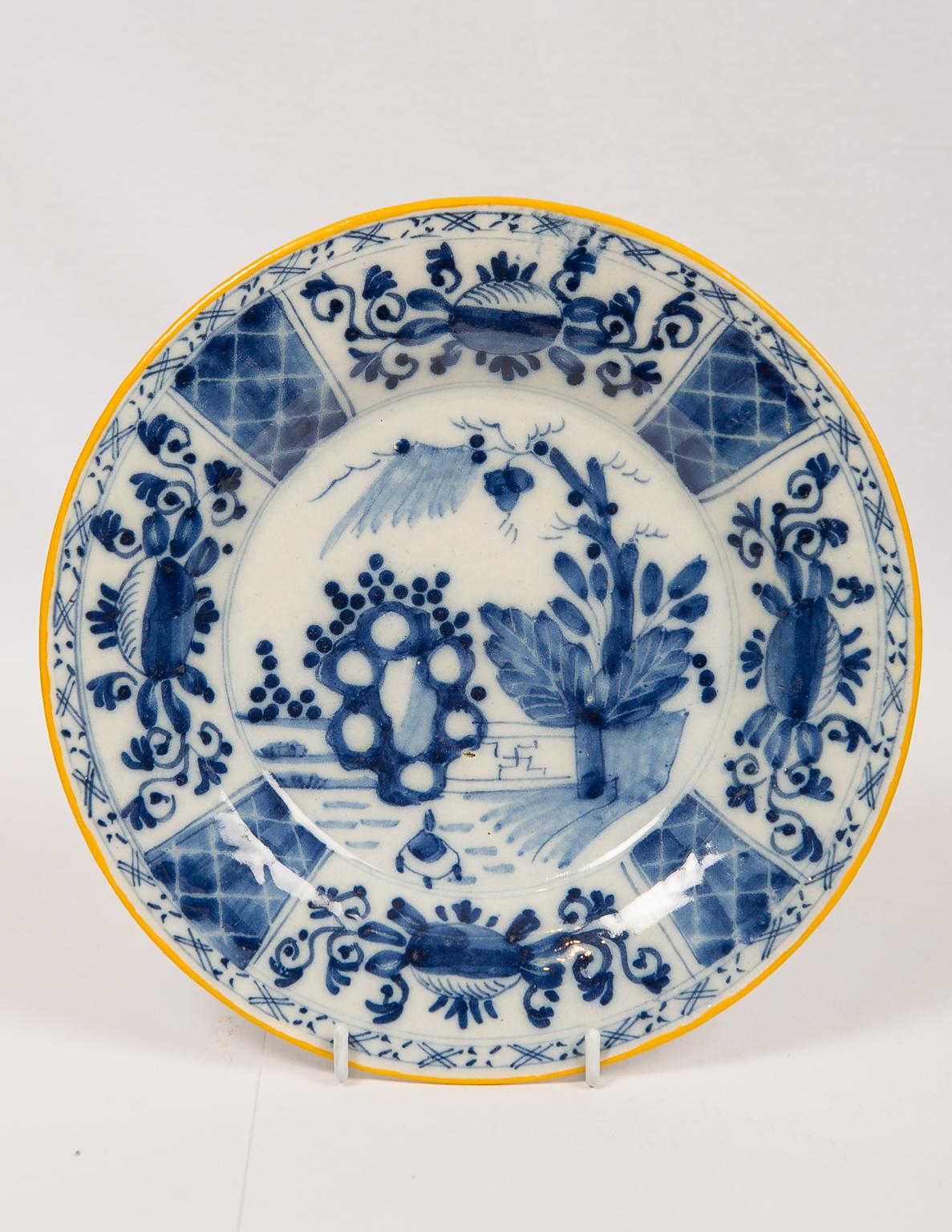 Eleven Antique Blue and White Delft Dishes Hand-Painted in the 18th Century 1