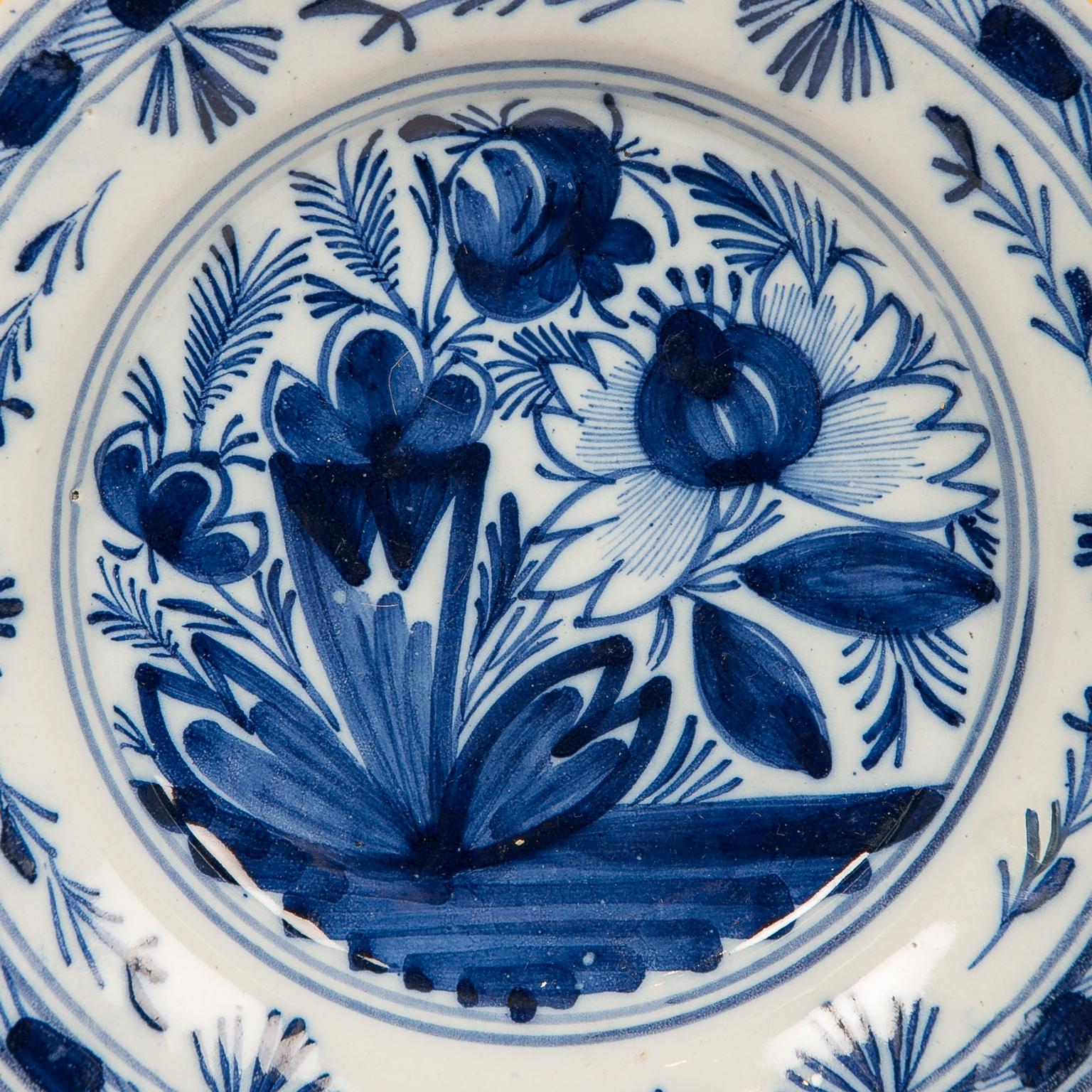 Eleven Antique Blue and White Delft Dishes Hand-Painted in the 18th Century 4