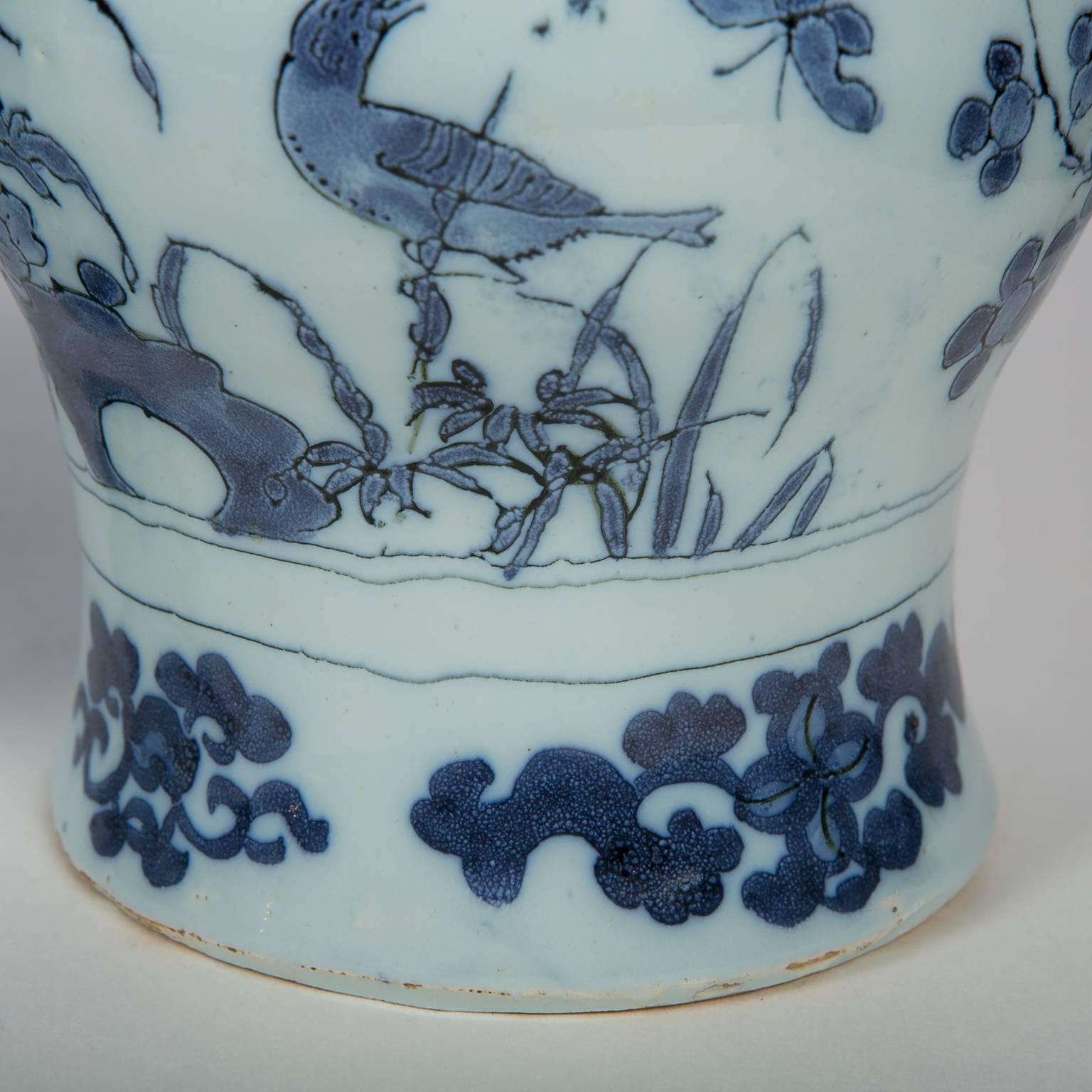 Antique Blue and White Delft Garniture of Three Vases 4