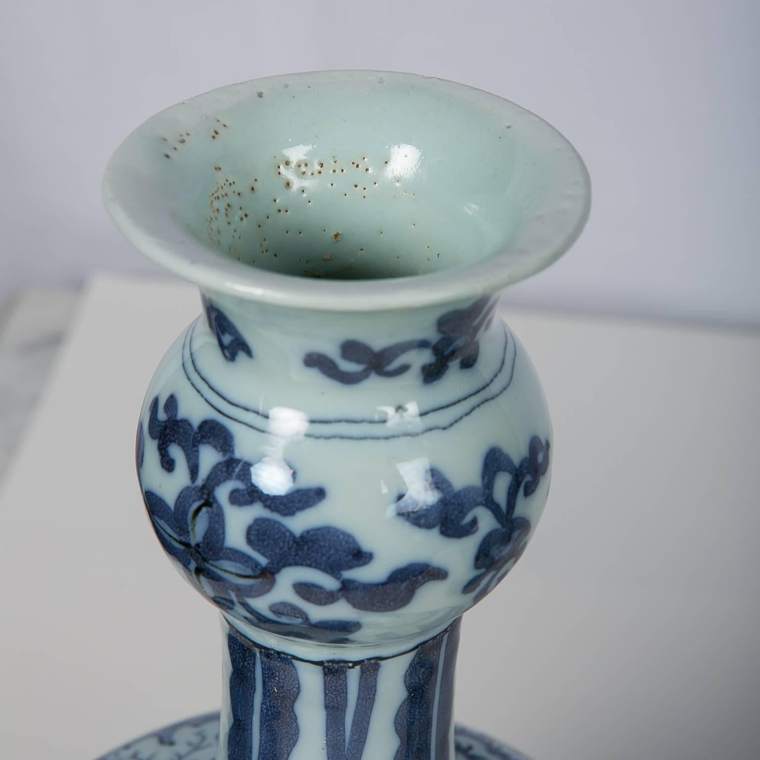 Antique Blue and White Delft Garniture of Three Vases 2