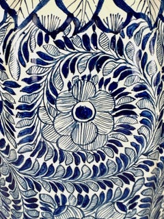 Blue and White Dutch Delft Covered Jar Lion Dog Finial Circa 1780