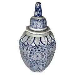 Antique Blue and White Delft Jar Hand Painted 18th Century Netherlands Ca. 1780