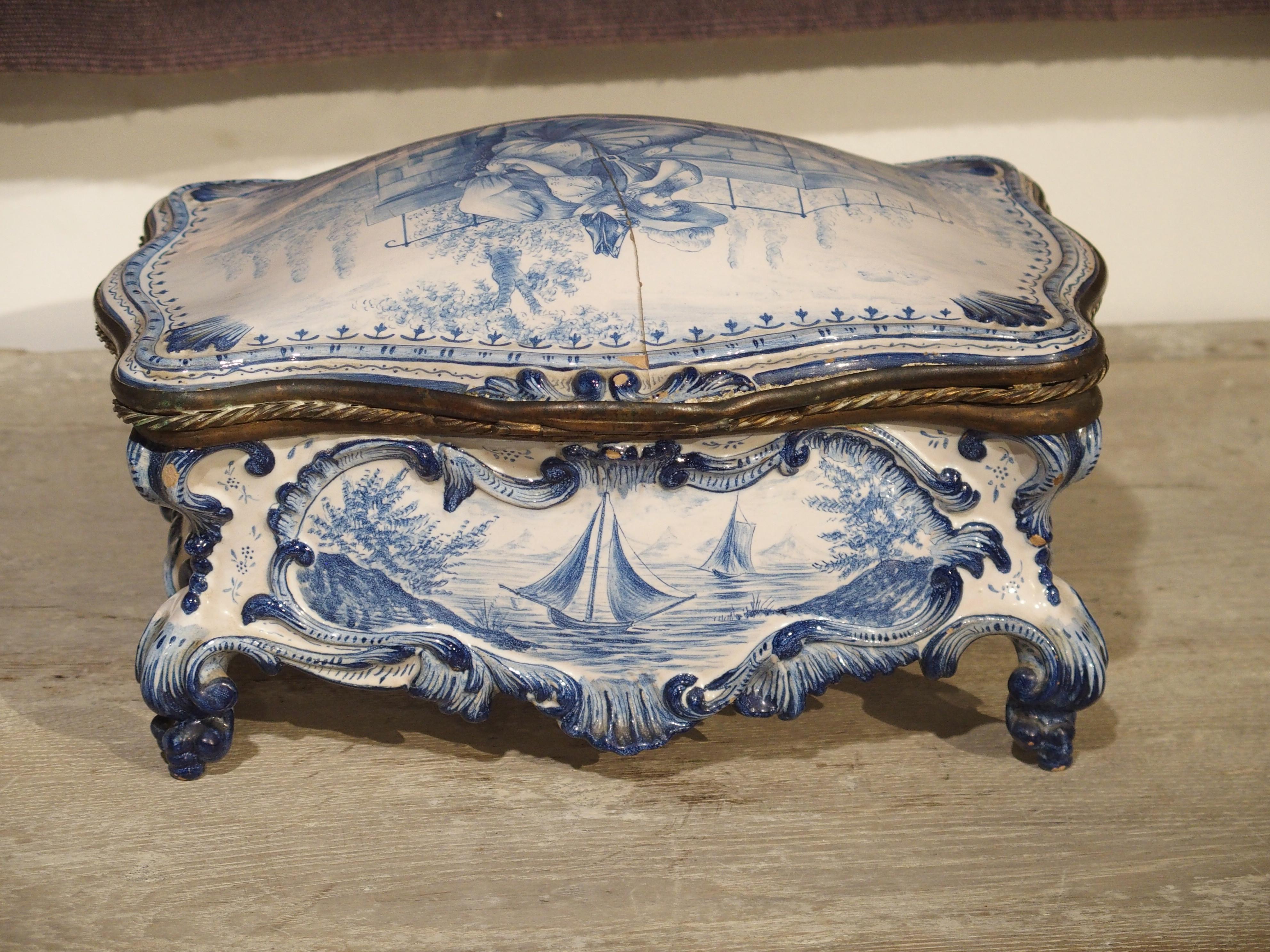 Antique Blue and White Delft Table Box, Late 19th Century 4