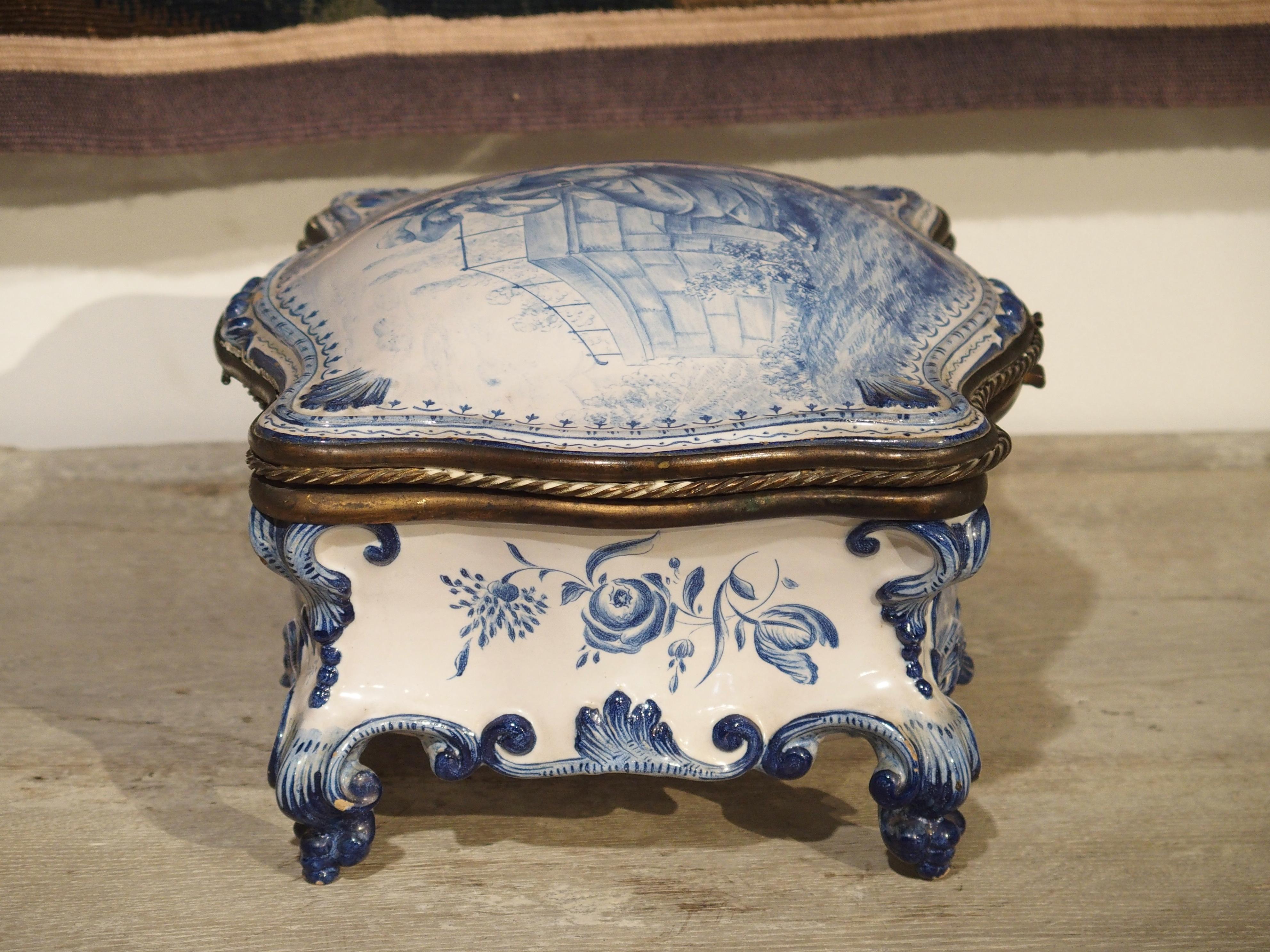 Antique Blue and White Delft Table Box, Late 19th Century 7