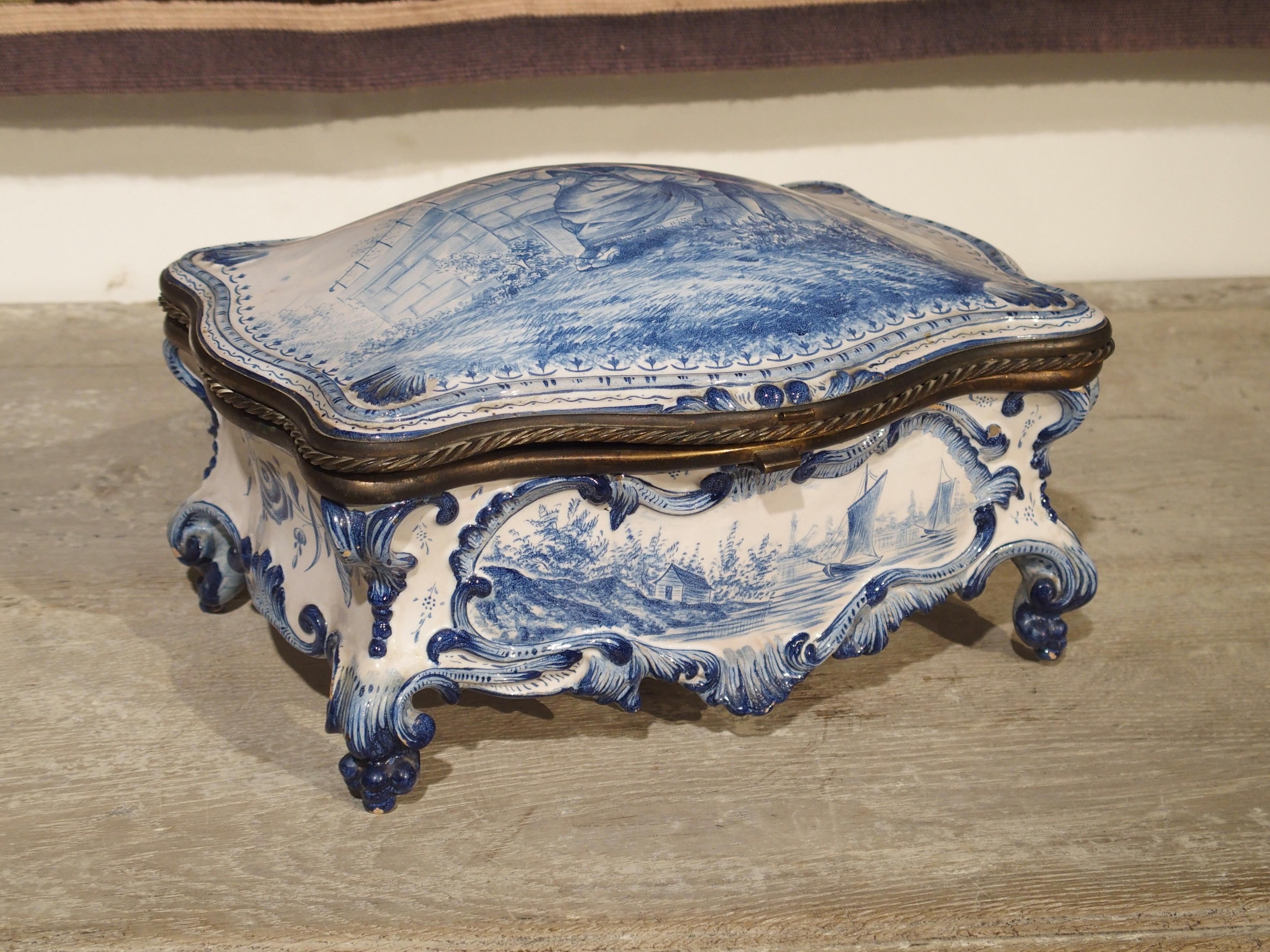 Antique Blue and White Delft Table Box, Late 19th Century 14