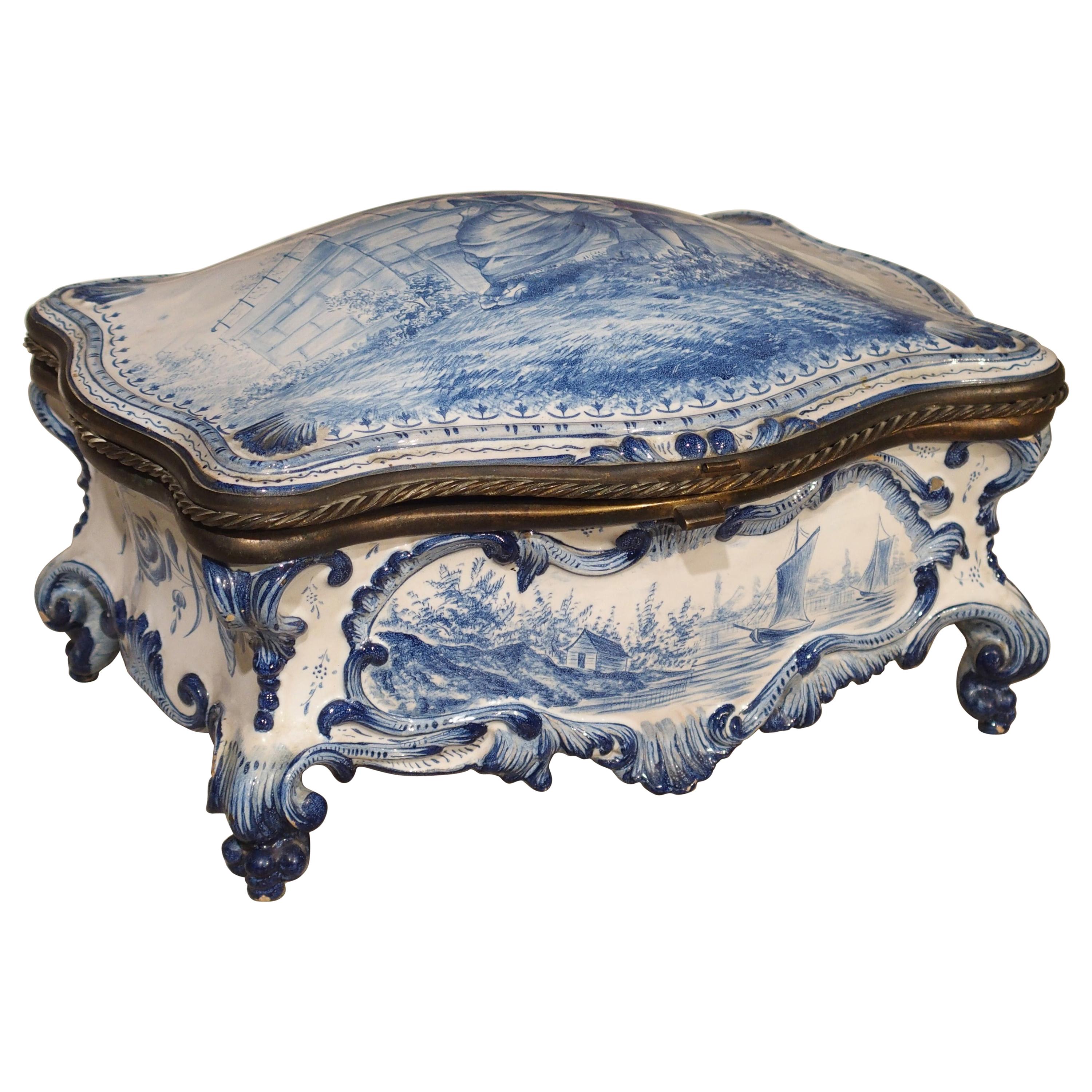 Antique Blue and White Delft Table Box, Late 19th Century