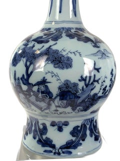 Antique Blue and White Delft Vase Hand Painted Chinoiserie Early 18th Century